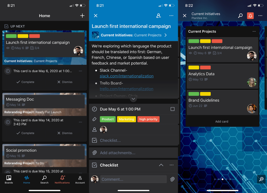 Trello interface